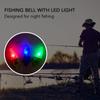 Luce di allarme per esca per morso di canna da pesca notturna a LED da 10 pezzi con indicatore di allarme per morso di pesca con doppio anello di campane