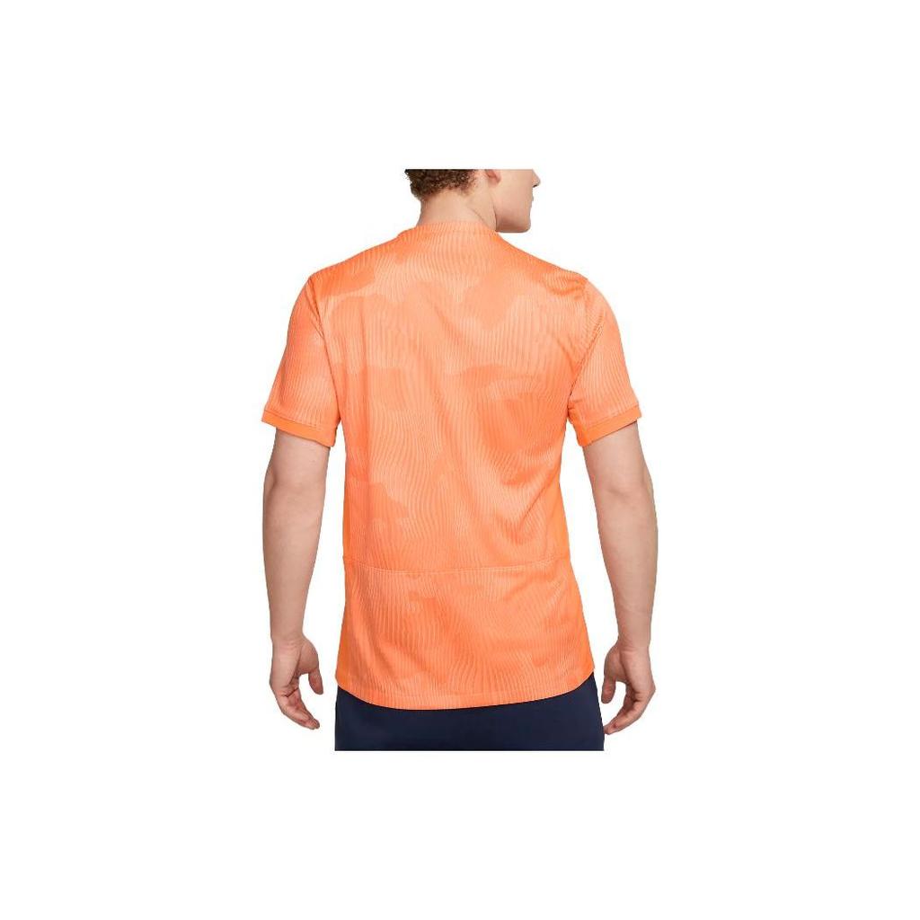Nike Netherlands 2023 Stadium Home Graphic Print Crew Neck T-Shirt Men Tops Orange DR3966-806