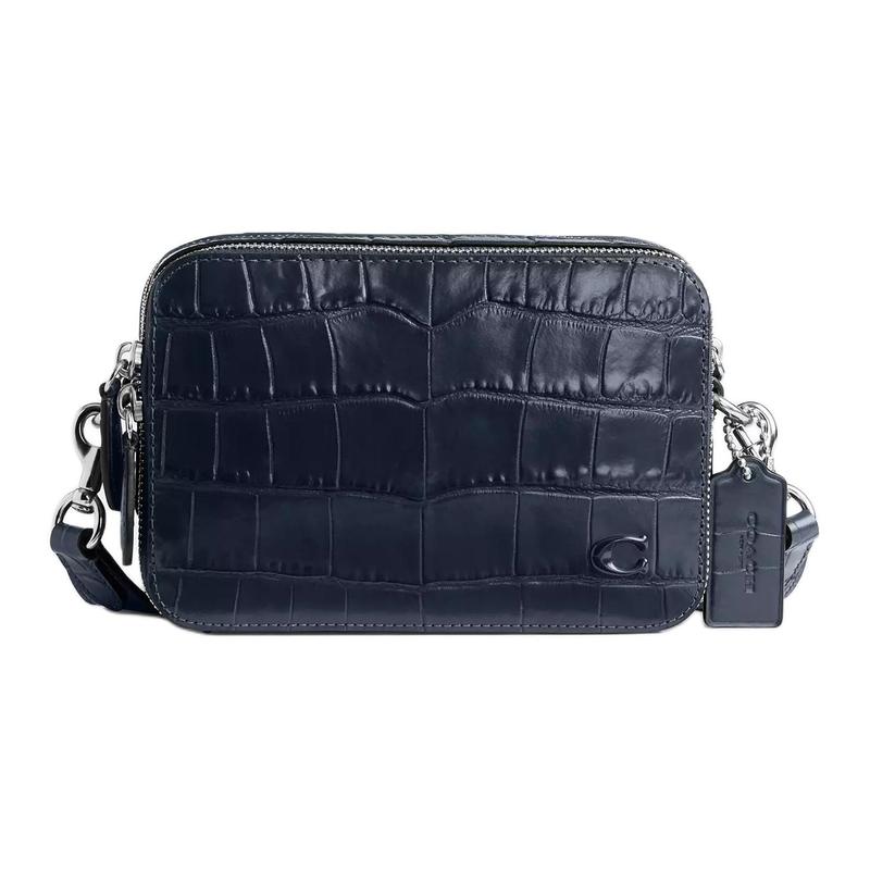 

COACH Charter 19 Detachable Shoulder Strap with Zip Closure Crocodile Embossed Leather Shoulder Crossbody Bag Small Men s Dark Navy синий