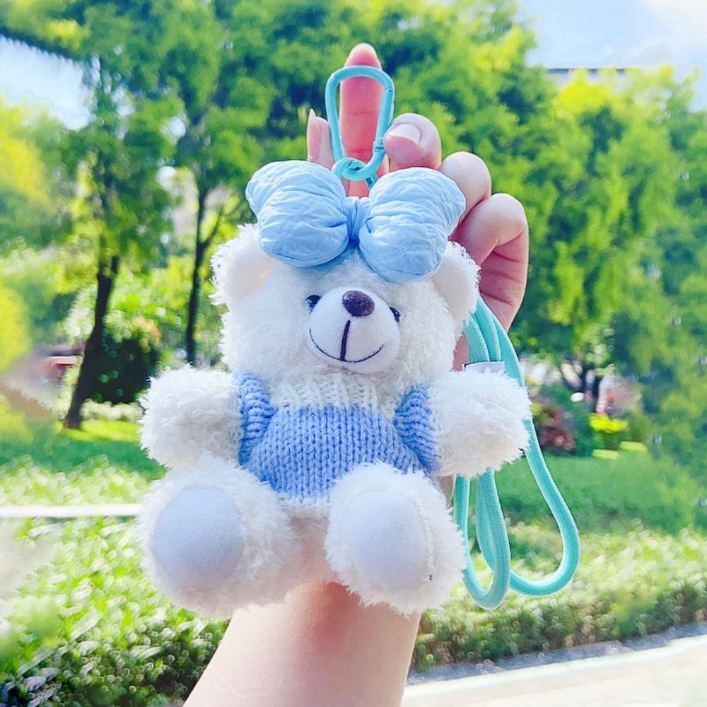 

Коллекция Bow Bear Plush Keychain. PP хлопок мультфильм кукла игрушка кулон детские подарки синий