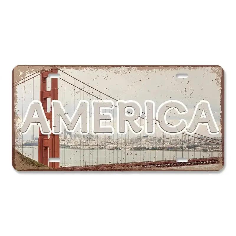 Vintage Metal Tin Signs Decors Country Capital City License Plate Retro America France Brazil Turkey Metal Posters Cafe Club Bar