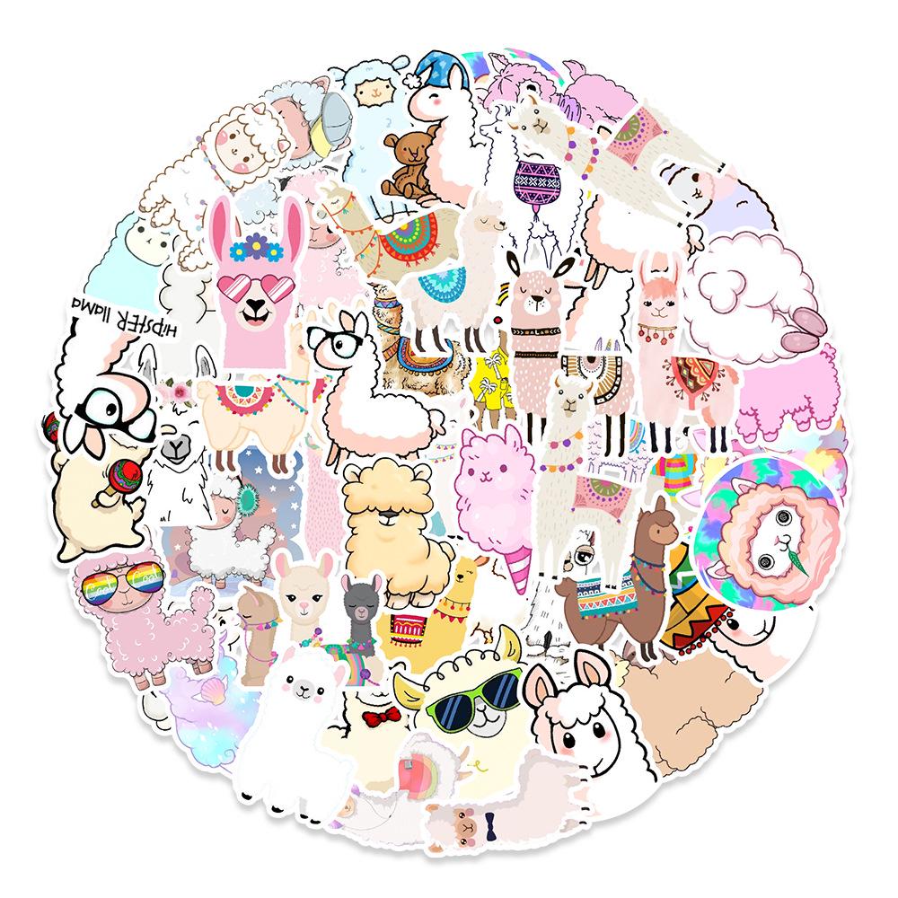 50-Pack Cute Alpaca Stickers for Phone, Laptop, Water Bottle, and Fridge