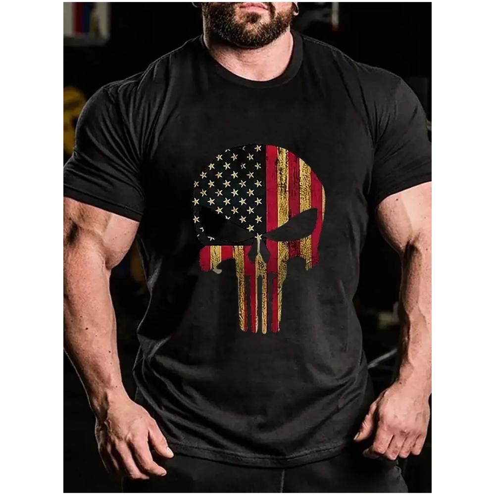 Maglietta da Uomo T-Shirt Casual Americana a Maniche Corte Top Stampa 3d Vintage Estiva da Uomo Oversize Girocollo 2024 Nuova Moda