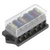 6 Way Blade Fuse Holder Box 12‑36V 6‑In‑6‑Out with 6pcs Fuse Universal Accessory for Car Truck
