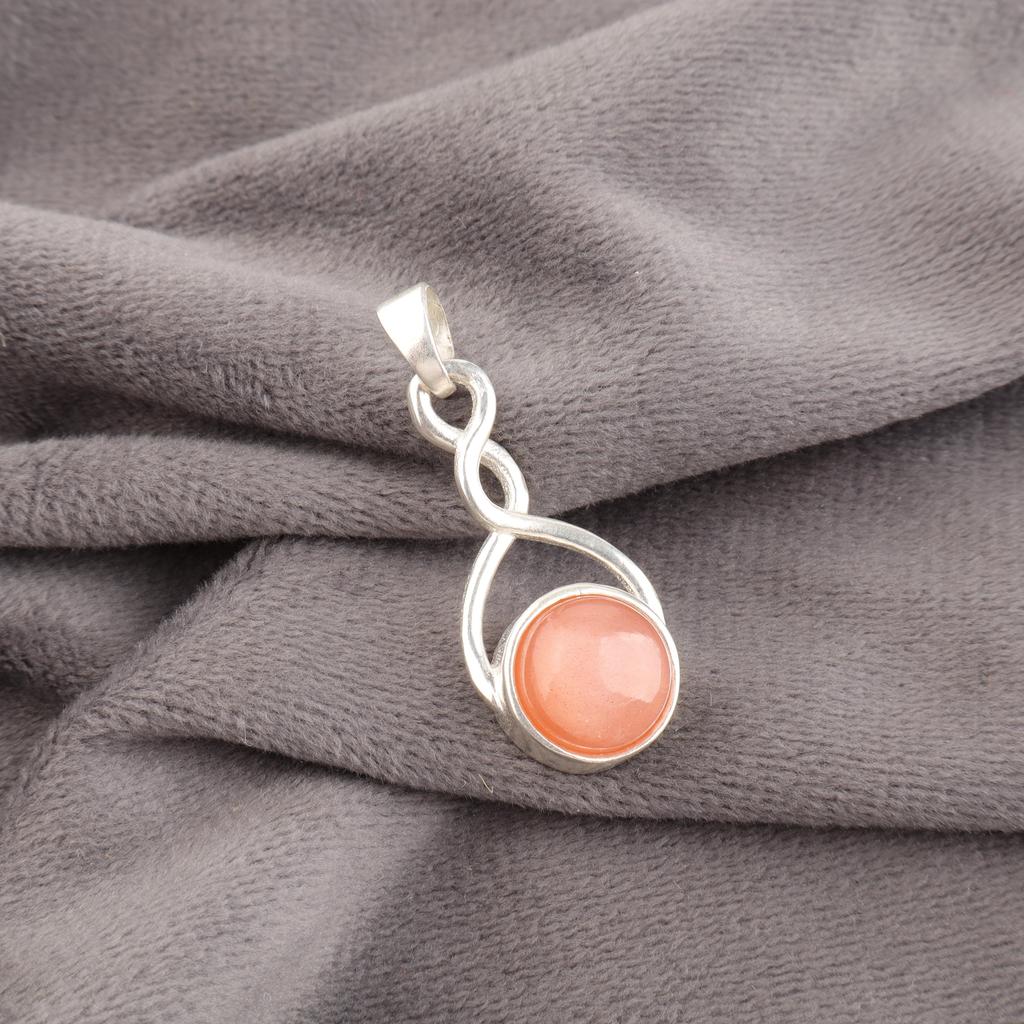 Peach Moonstone Gemstone Jewelry, 925 Solid Sterling Silver Pendant, Handmade Gorgeous Silver Pendant, For Wedding Gift