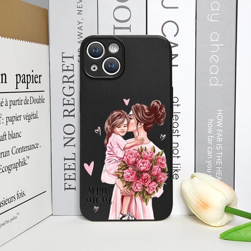 Fashion Family Girl Boy Super Mom Baby Phone Case for Iphone 16 15 12 11 14 13 Pro Max Cover for Iphone 7 8 Plus XR X XS SE2020