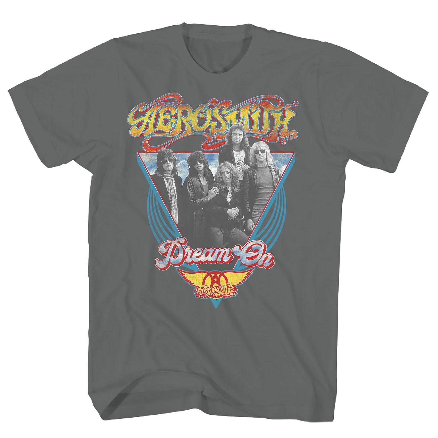 Men s Aerosmith Dream On Triangle Vintage T-shirt XXX-Large Charcoal 3XL