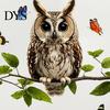 Natural Forest Theme Wall Decor Owl Butterfly Sticker, Animal Illustration Decorative Decals, Pastoral Style Mural Waterproof Removable Stickers, for