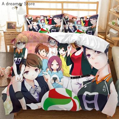 Haikyuu Ložní souprava 3D tištěná Volejbaloví chlapci Kreslené Anime Sady povlaků na přikrývky Luxusní ložní prádlo Pro děti Dárek Dekor Domov