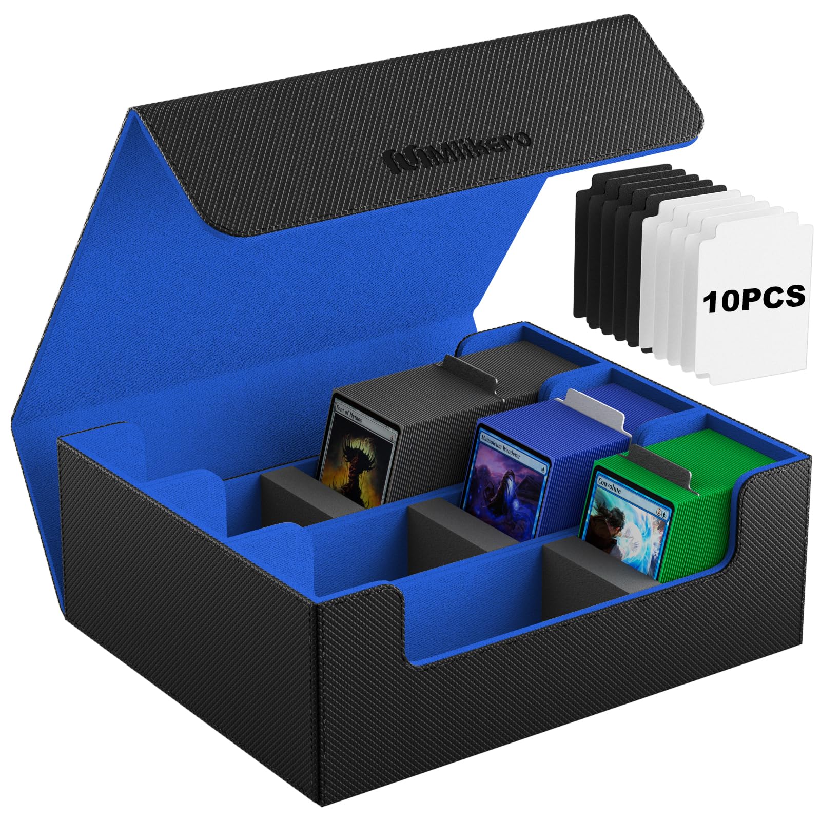 

Mlikero Deck Large Вмещает 1800 Магнитных Карт для Коллекционирования Включает 10 Разделителей и 3 Поролона Совместим с Duel и Другими Карточными Играми и Кейсом,