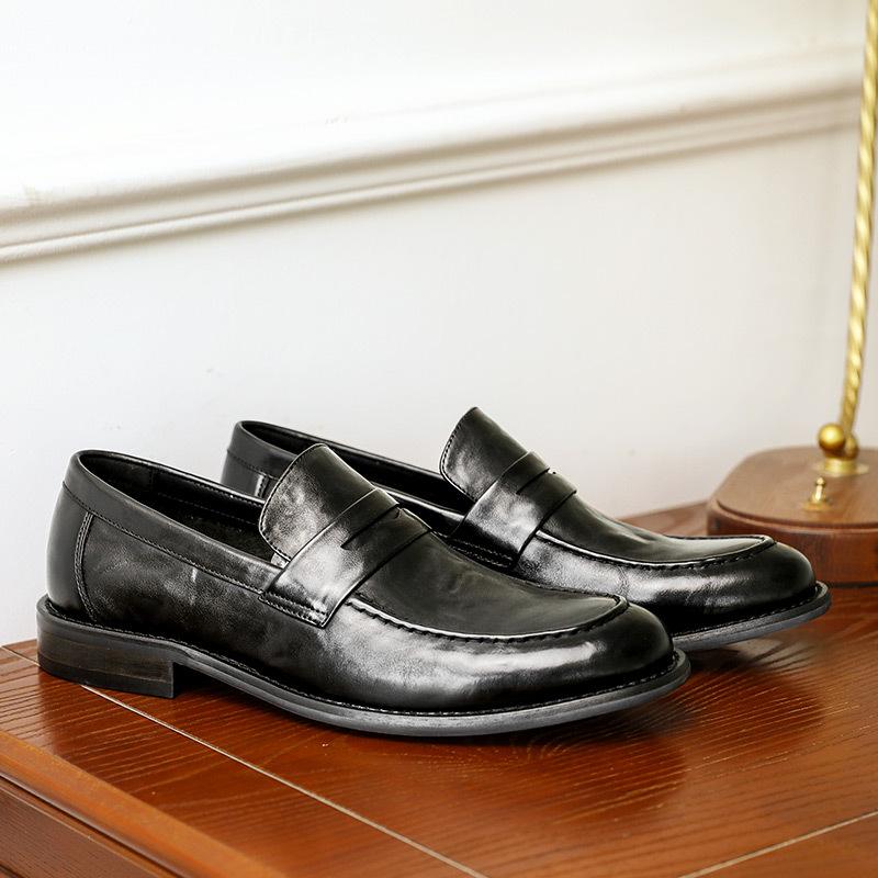 Desai Business Casual Leather Shoes First Layer Cowhide Breathable Soft Sole One Pedal Loafers Men'S Shoes
