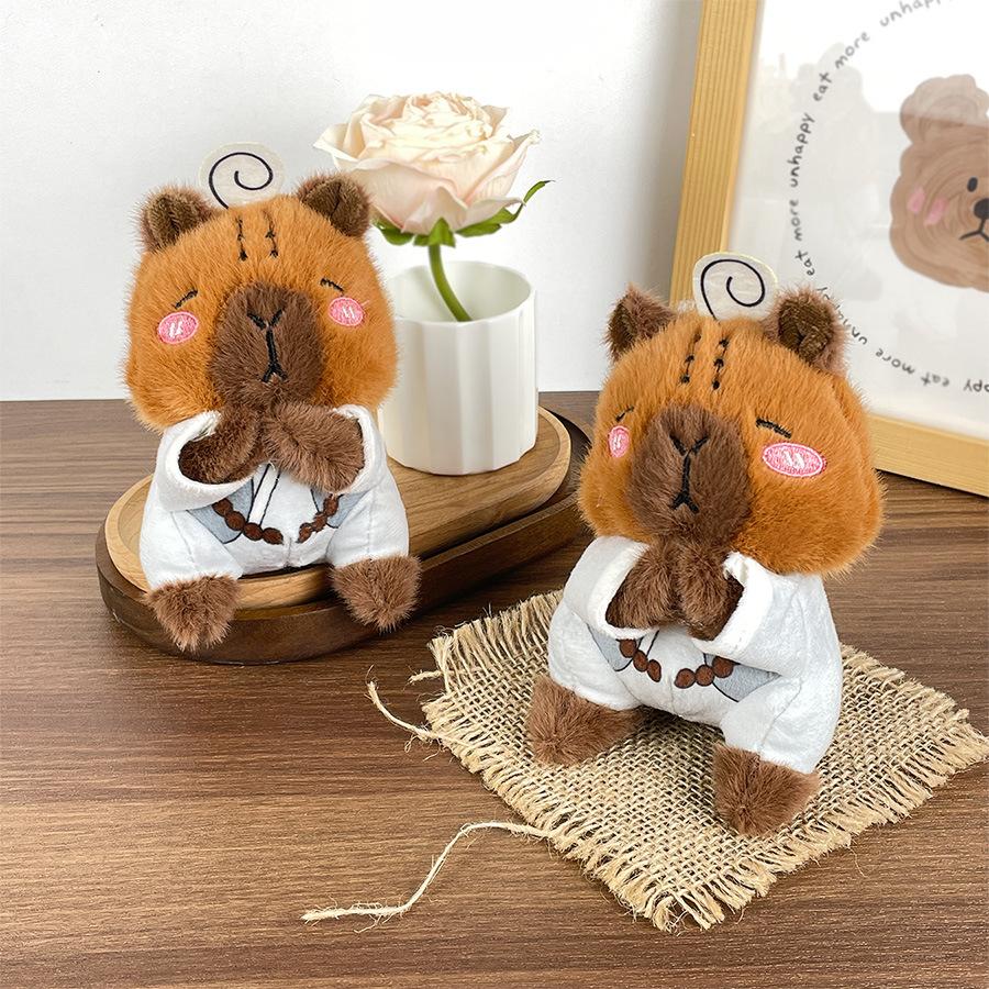Buddhistische Wasserschwein Plüschpuppen Zen Kleidung Kapibara Puppen Taschen und Anhänger Bestreute und Gefangene Puppen