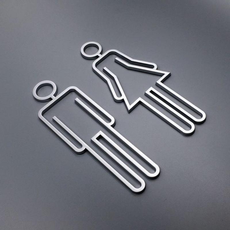 Acrylic Toilet Symbol Adhesive Backed Bathroom Toilet Door Sign for Hotel,Office,Home,Restaurant