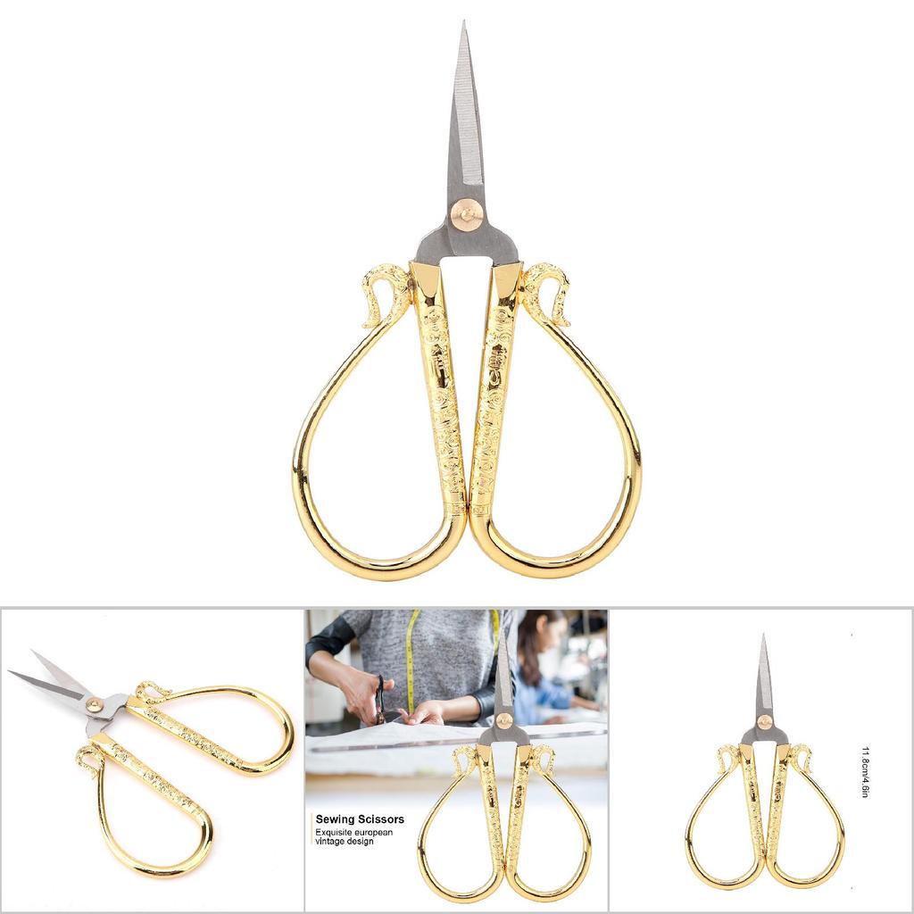 Stainless Steel Stitch Scissors Vintage Sewing Shears Embroidery Tool (Gold)