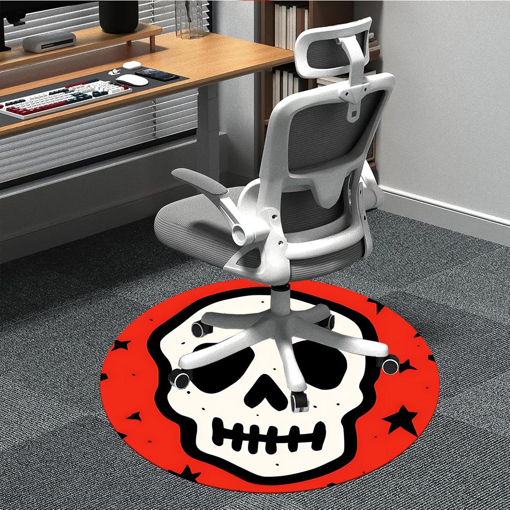 1pc Skull Party Office Round Area Rug, Mat Suitable For Office, Under Office Chairs Bedroom Living Room Home Decor, Room Deco