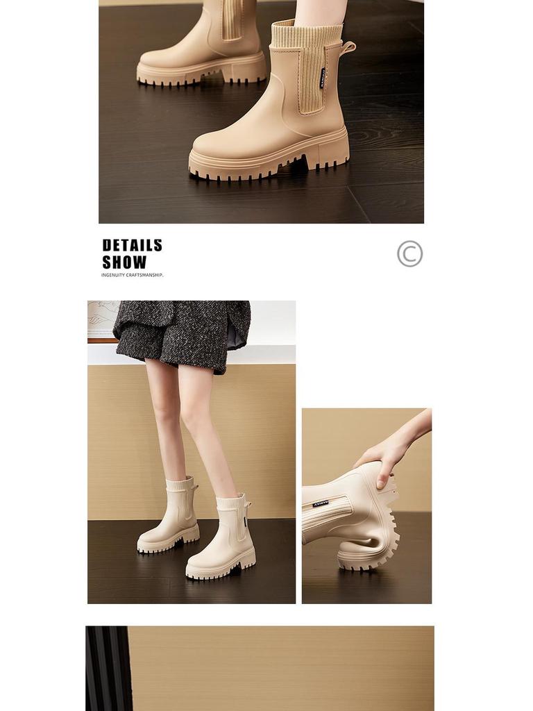 Chelsea Gummistiefel für Damen, mittelhoher Schaft, wasserdicht, rutschfest; Ideal für den Außenbereich.