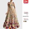 European & American Floral Embroidery Sexy Women's Dress