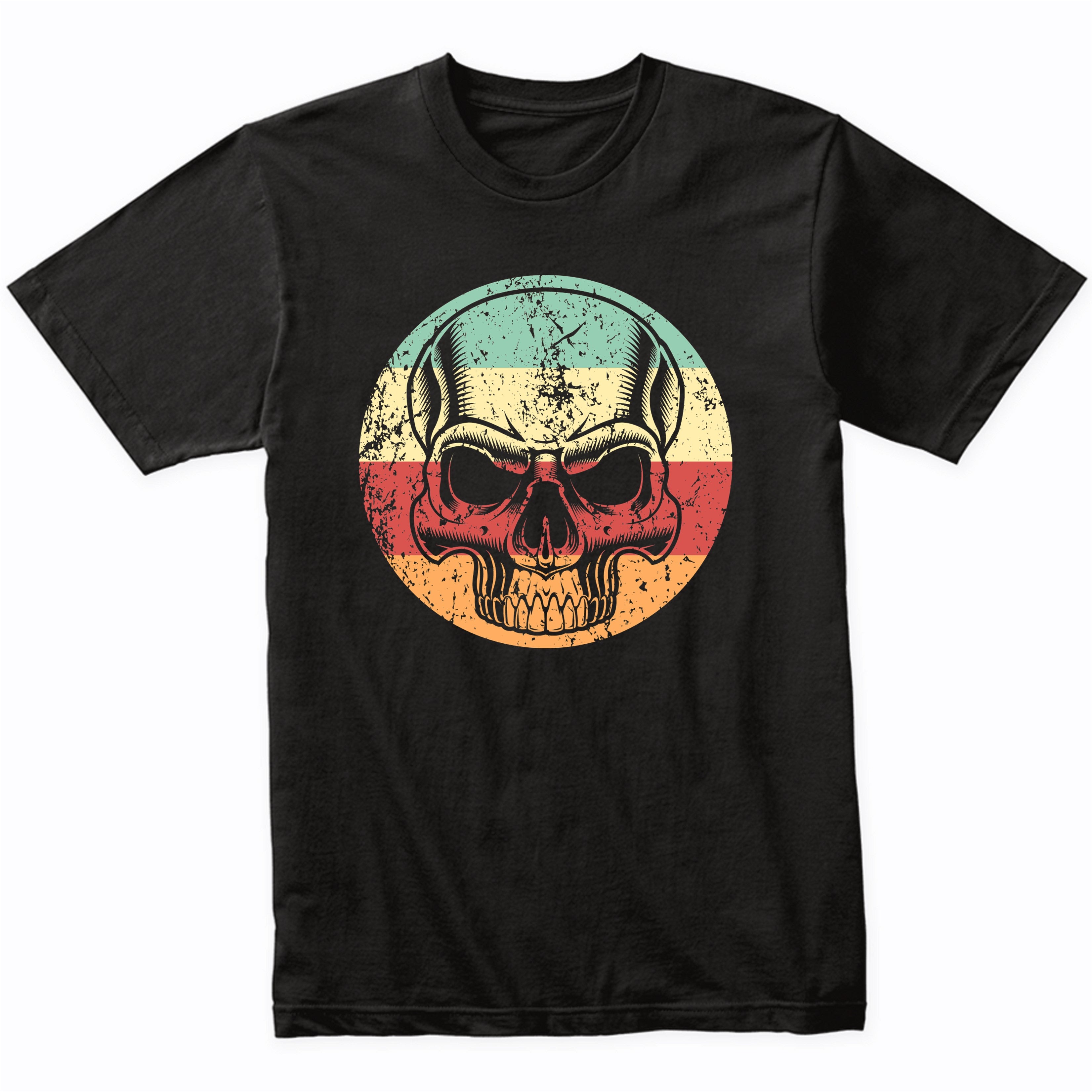 Skeleton Retro Skull Icon T-Shirt - Retro Colors XXXL