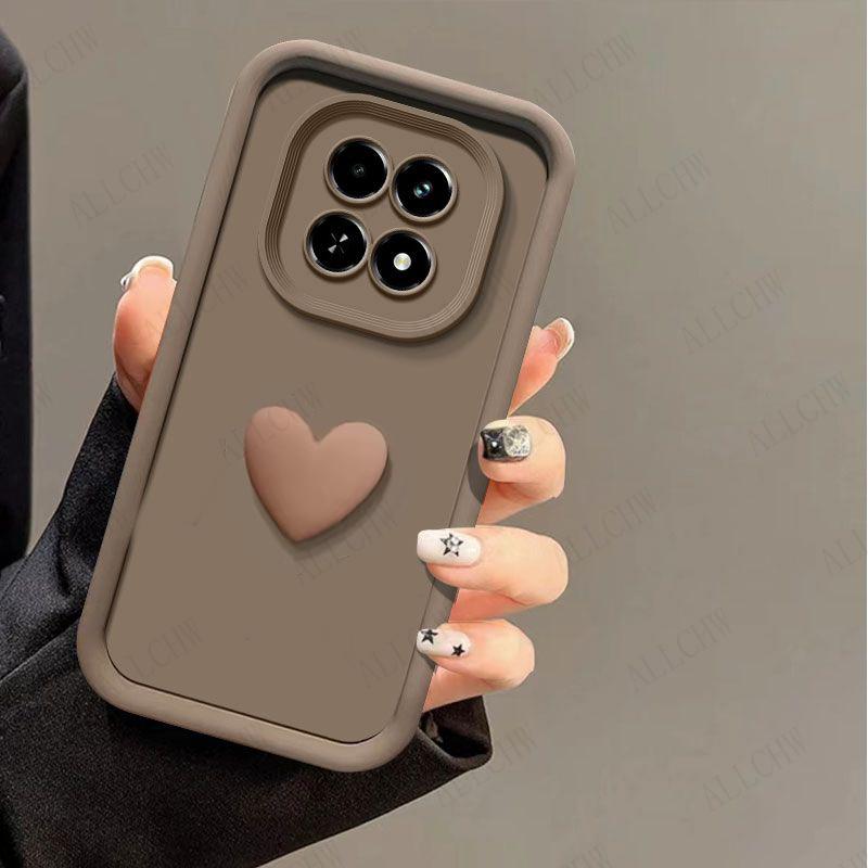 

Для Xiaomi Redmi Note 14 Pro 5G Чехол Redmi Note 14 Pro 4G Чехол Крышка Матовая Задняя Крышка 3D Милые Силиконовые Чехлы для Телефона с Сердечками Любви Redmi Note 14 Pro 5G коричневый