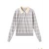 A New Design Striped Polo Neck Knitted Sweater for Women In Autumn and Winter, A Versatile, Slimming and Figure-hugging Long-sleeved Top