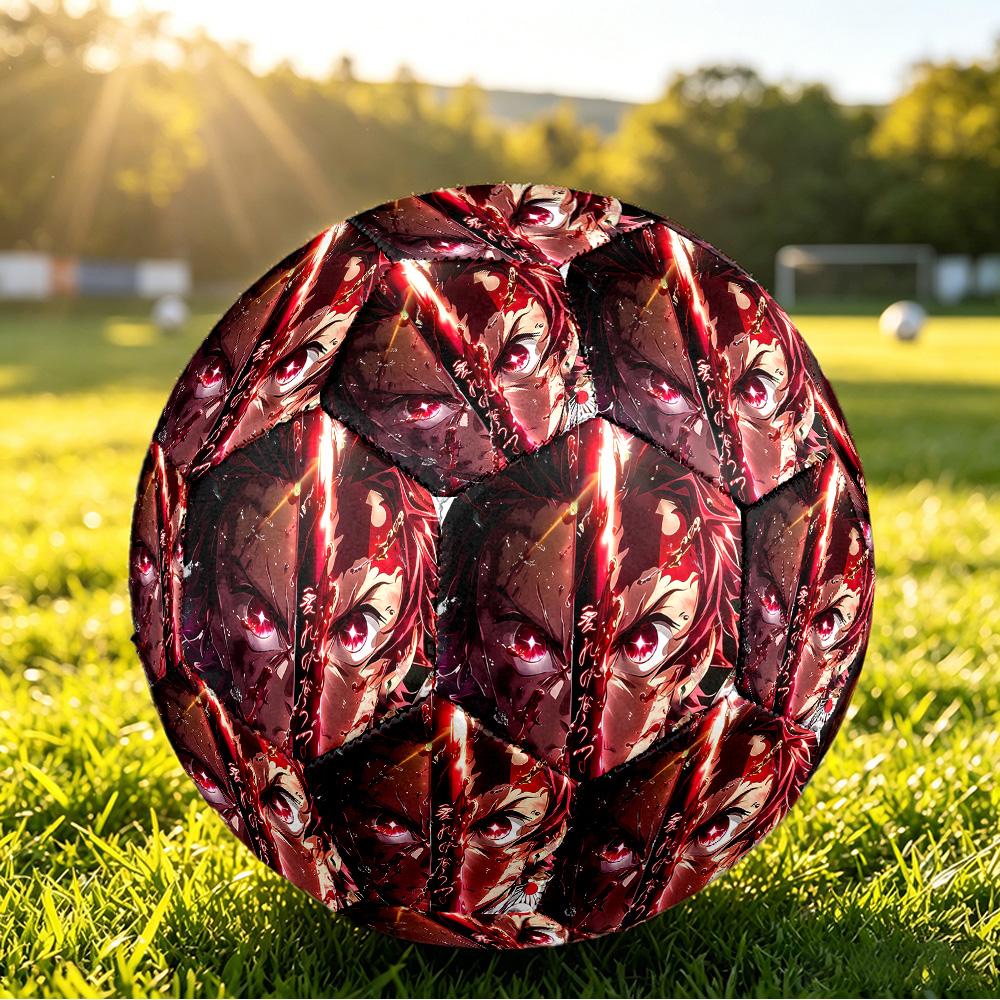 Demon Slayer Printed Size 5 Standard Football, Waterproof PU Training Soccer Ball for Outdoor Sports