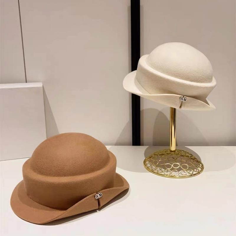 French Hepburn Style Flanged Hat Top Hat Children Autumn and Winter Bucket Hat Australian Wool Felt Hat Celebrity Style Top Hat Basin