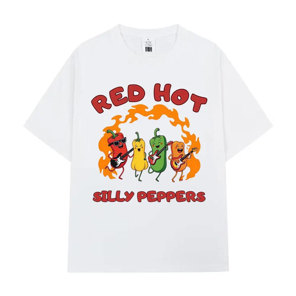 Funny Red Hot Silly Peppers Fashion Graphics Tees Women T Shirts Summer Casual Harajuku Aesthetic Oversized Tshirts