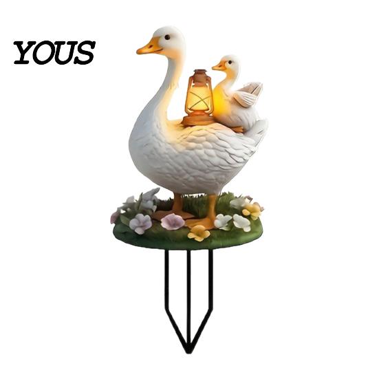 Patio Landscape Decoration Decorative Acrylic Duck Ground Stake for Outdoor Garden Decor, Weather Resistant 2D Flat Parent Farmhouse Courtyard