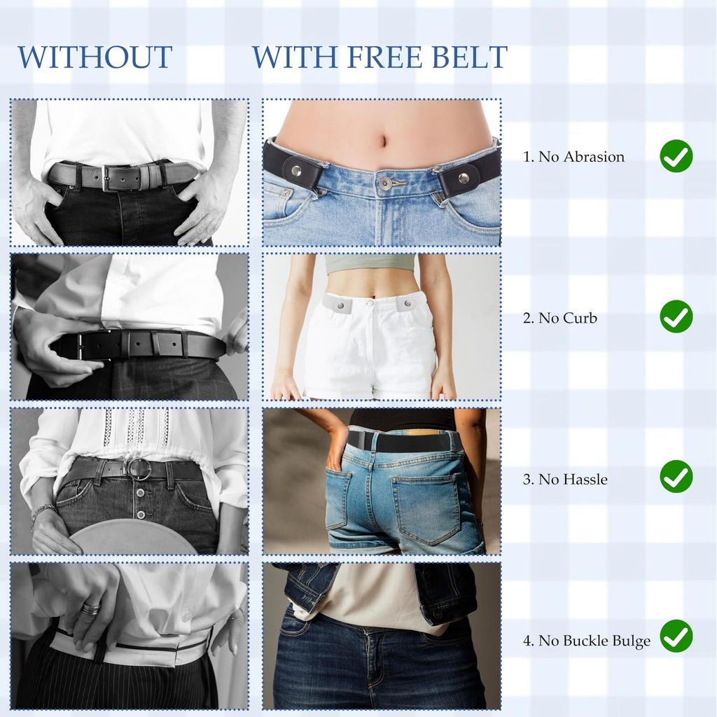 Plátěný nastavitelný elastický pas, neviditelný opasek bez přezky pro ženy, muže, džíny, kalhoty, šaty bez přezky, snadno se nosí