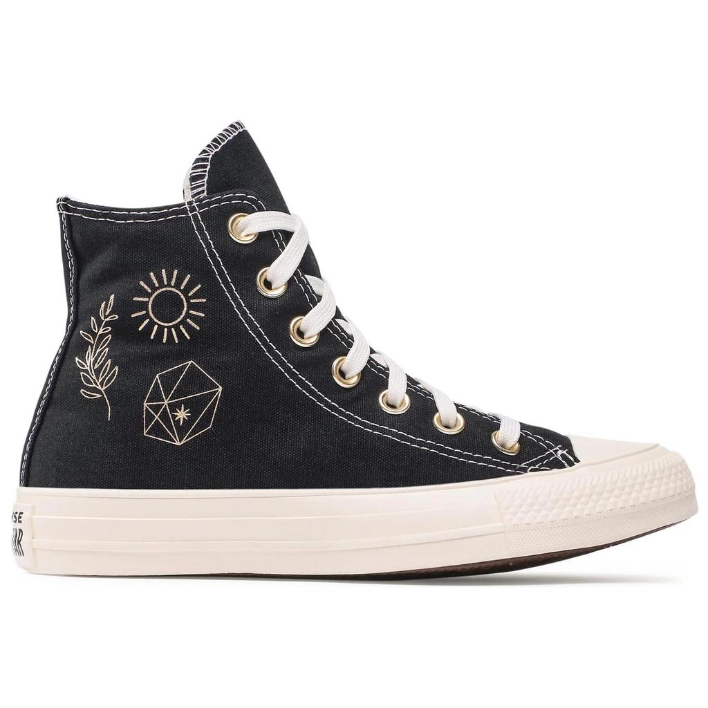 Converse Chuck Taylor All Star High Złote Elementy Damskie Sneakersy Czarne Jasnozłote Egret A02209C