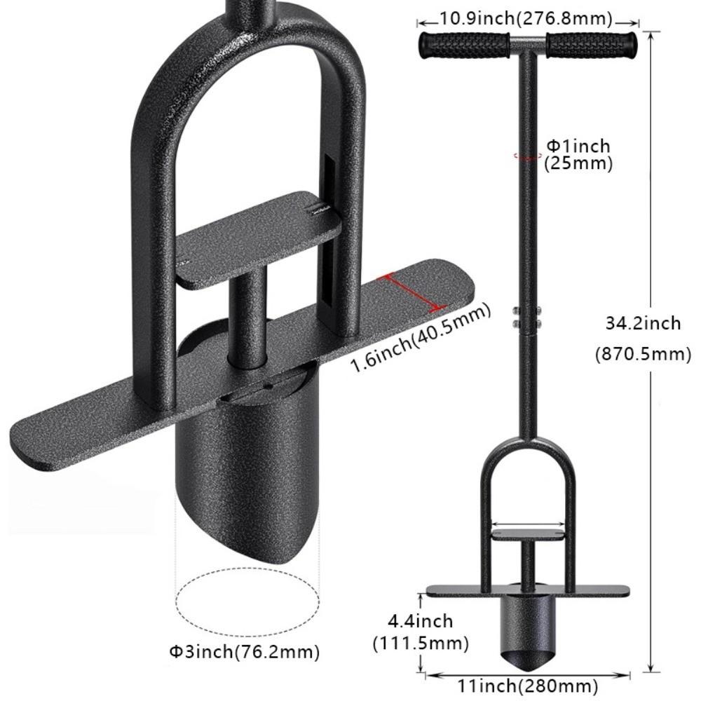

Long Handle Grass Plugger Tool Ergonomic Steel Construction Sod Plugger Tool Pedals Foot Ejector Bulb Planter Bulb Transplanting чёрный