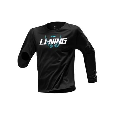 Maglietta a maniche lunghe da uomo per allenamento running e fitness Li Ning Sports Nera YTLU025-1
