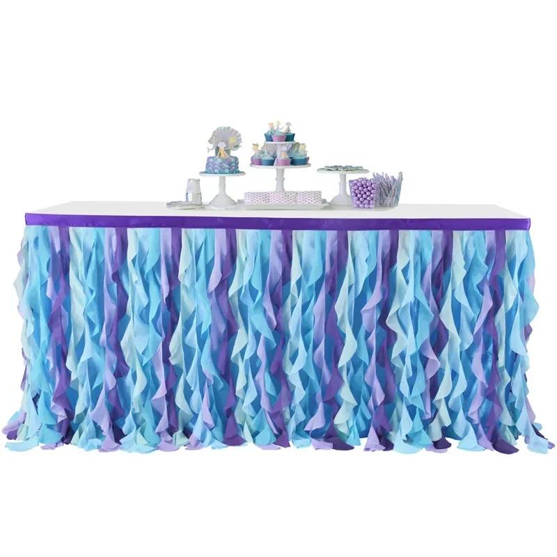 Wicker table skirt party birthday wedding chiffon curly  circumference dessert sign in  gauze  skirt