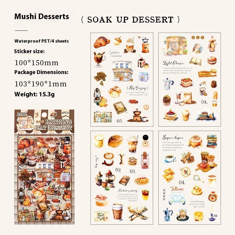 4 Blatt/Beutel Sticker Dessert Lebensmittel Flache Sticker Scrapbook DIY & Planer Dekoration Für Handyhülle Notizbuch