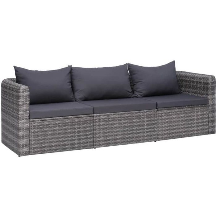 Canapé d'extérieur en résine tressée - Gris - 72 x 72 x 63 cm