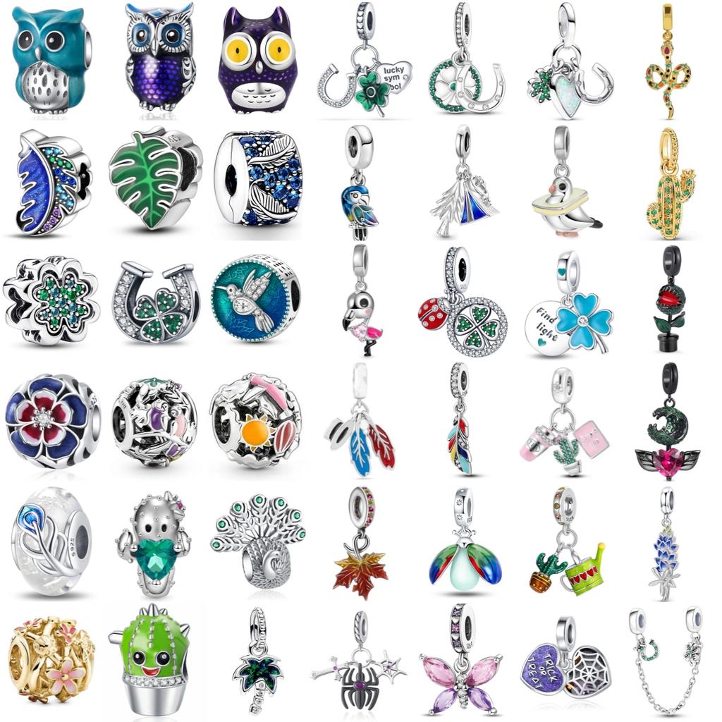 New 925 Silver Charm Bracelet Forest Series Jewelry for Women Four-leaf Clover Man-eating Flower Design Accessories