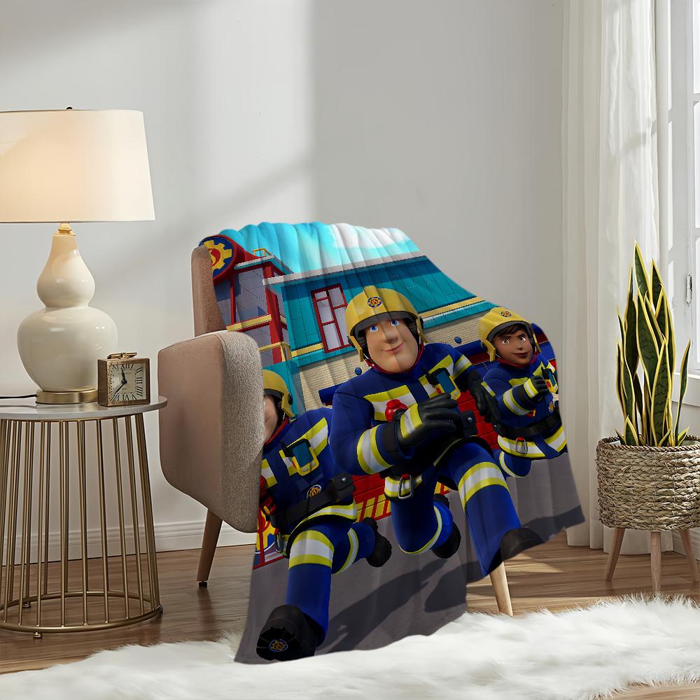 Manta de dibujos animados Fireman Sam Suave Cómoda Peluche para siesta Adecuada para Sala de estar Oficina Dormitorio Cumpleaños Hogar Regalo para niño