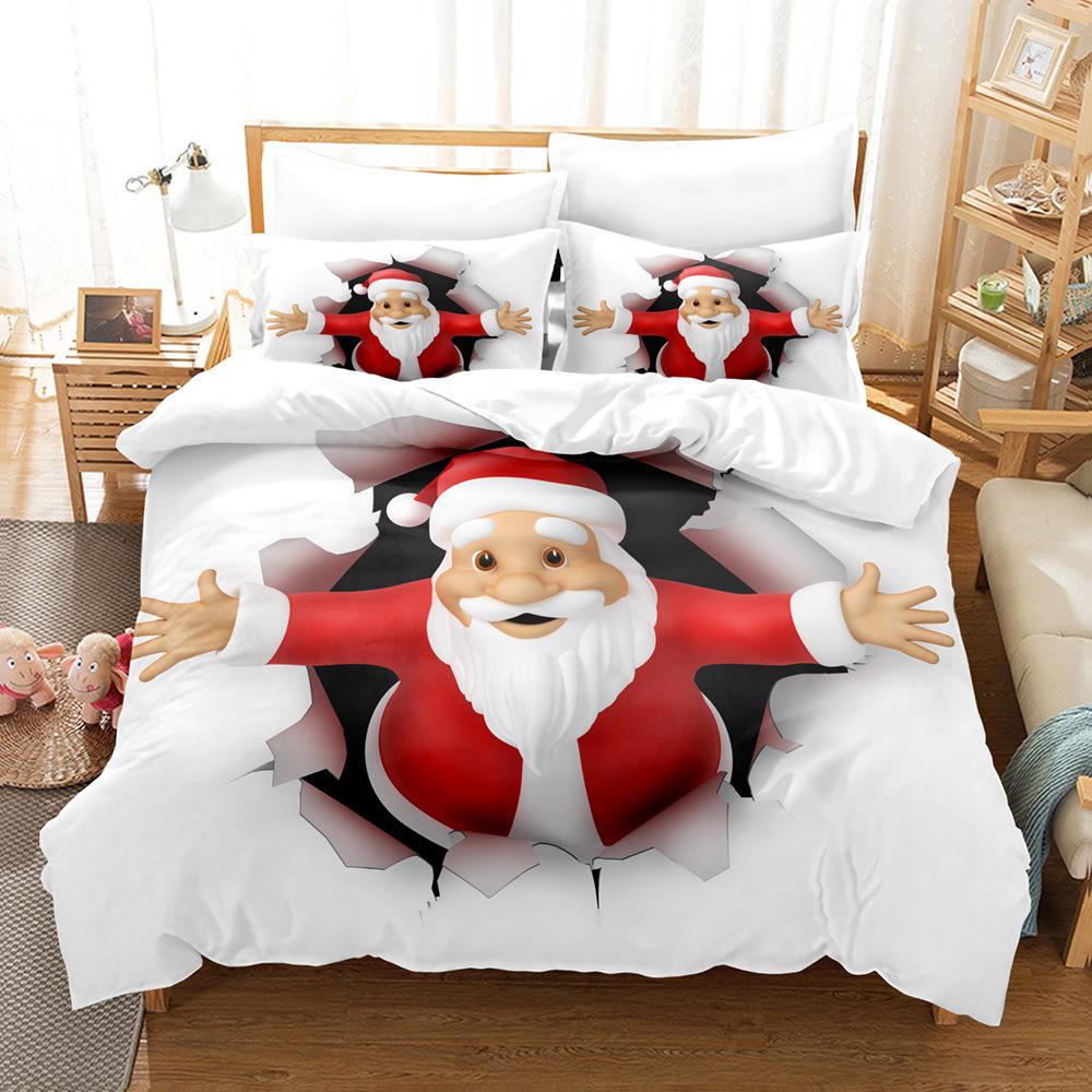 3D Digital Printing Three-Piece Set, Santa 2 Printing Bedding Kit