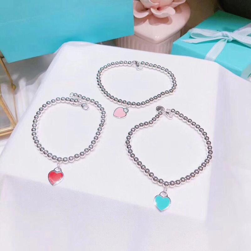 Fashion Stretchable Couples Bracelet Love Heart Charm Beaded Delicate Bracelet Women Jewelry Heart Link Chain Bracelet