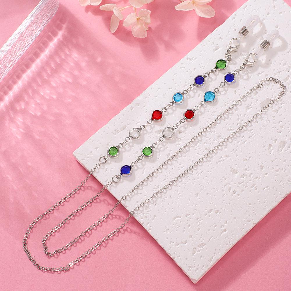Colorful Crystal Eyeglass Chain – Non-slip Lanyard for Women, Fashionable European and American Style