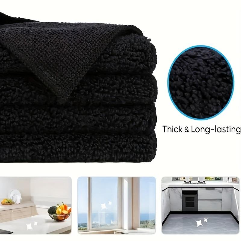 1PCS/12PCS Black Fiber Rag Kitchen Cleaning Towel Kitchen Rag Durable Reusable Cleaning Absorbent Rag