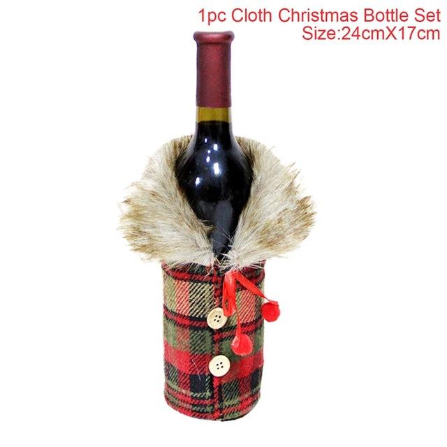 Copri bottiglia di vino di Capodanno Decorazioni di buon Natale per la casa Regalo di decorazioni per la tavola di Natale