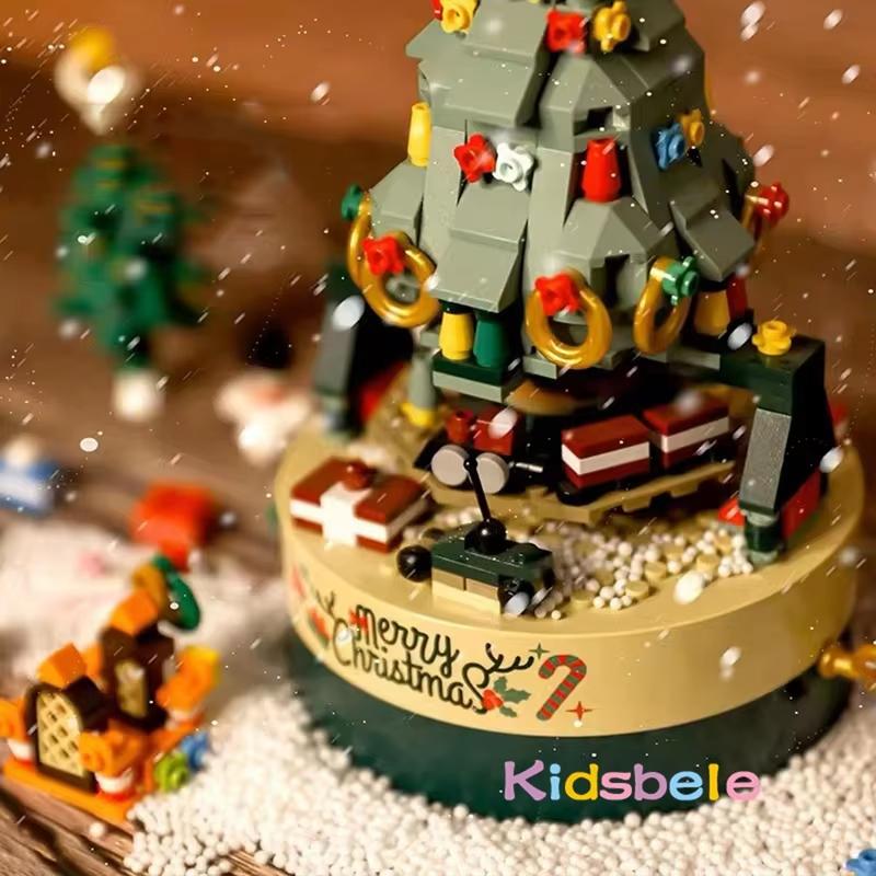 360pcs Rotating Christmas Tree Music Box Building Toys Building Block Creative Assemble Melodies Paradise Choice Holidays Gifts