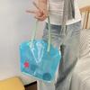 Korean  Pvc Shell Shoulder Bag Ins Style Girly Blue Transparent Handbag Female Waterproof Portable Tote Bags