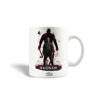 Kubek Ceramiczny - Wikingowie - Sezon 6 - Ragnar Lothbrok - 30cl - Można myć w zmywarce - Biały