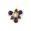 1 Piece Brass & Glass Flower Connectors Charms Pendants 18K Gold Plated Clear Cubic Zirconia For DIY Necklace Making 23mm x 23mm