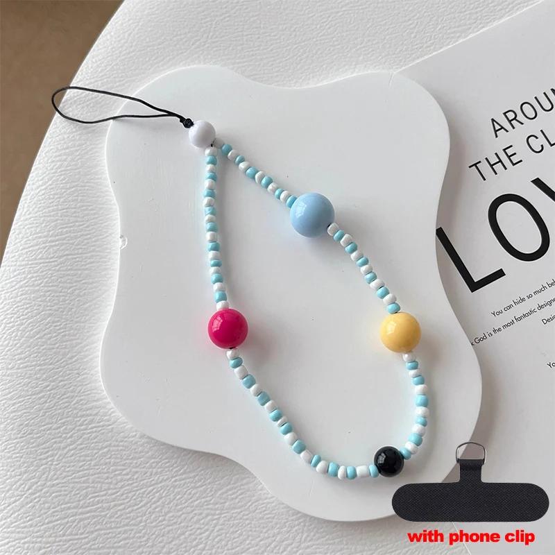 Trendy INS Cute Phone Wrist Strap Beaded Lanyard for Phone Camera Keys Bag Anti Loss Chain Bracelet Fashion Accessory