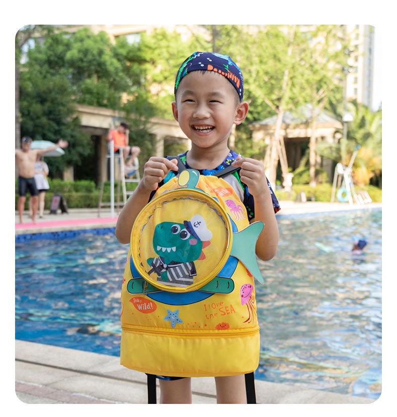 Cute Cartoon Waterproof Children's Swim Backpack with Dry/Wet Separation