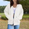 Women Fashion Casual Hooded Long Sleeve Solid Color Zippered Sweatshirt