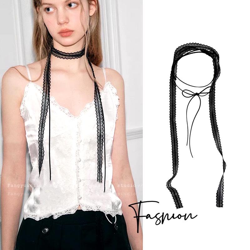 

Кружевной чокер в балетном стиле: Сладкий, универсальный шарф и ожерелье-аксессуар. чёрный